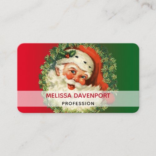 Vintage Santa Claus with Pine Wreath Business Card