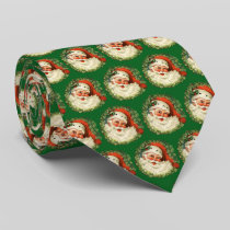 Vintage Santa Claus with Pine Wreath Neck Tie