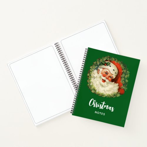 Vintage Santa Claus with Pine Wreath Notebook