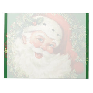 Vintage Santa Claus with Pine Wreath Notepad