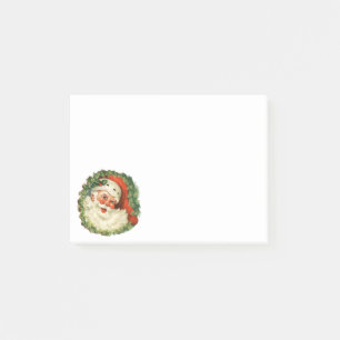 Vintage Santa Claus with Pine Wreath Post-it Notes