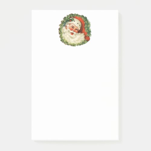 Vintage Santa Claus with Pine Wreath Post_it Notes