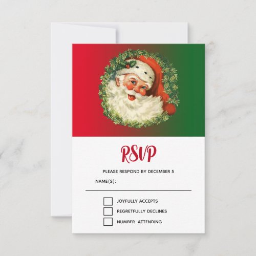 Vintage Santa Claus with Pine Wreath RSVP Card