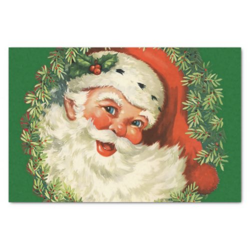 Vintage Santa Claus with Pine Wreath Tissue Paper