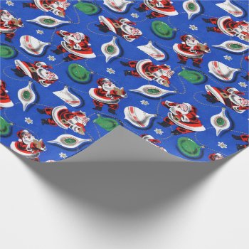 Vintage Santa Claus With Prsents Wrapping Paper by christmas1900 at Zazzle