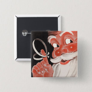 Vintage Santa Claus with Reminder String on Finger Button