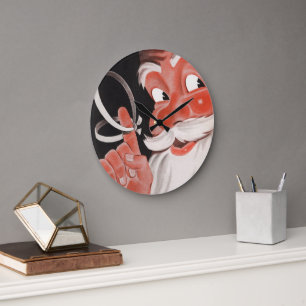Vintage Santa Claus with Reminder String on Finger Large Clock