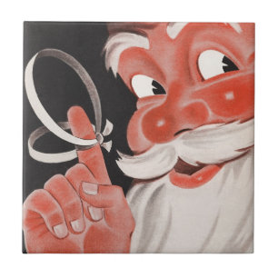Vintage Santa Claus with Reminder String on Finger Tile