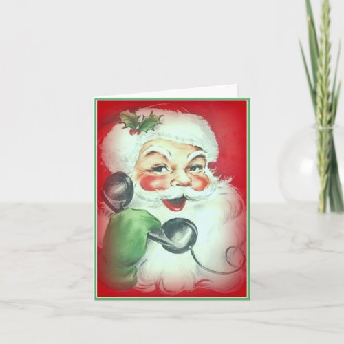 Vintage Santa Claus with Telephone _ Vintage Image Holiday Card