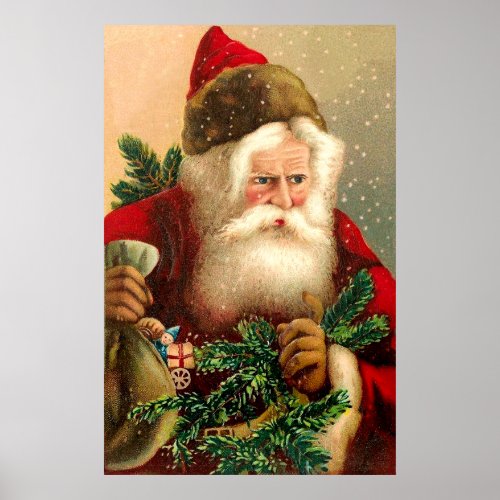 Vintage Santa Claus with Toys 2 Poster