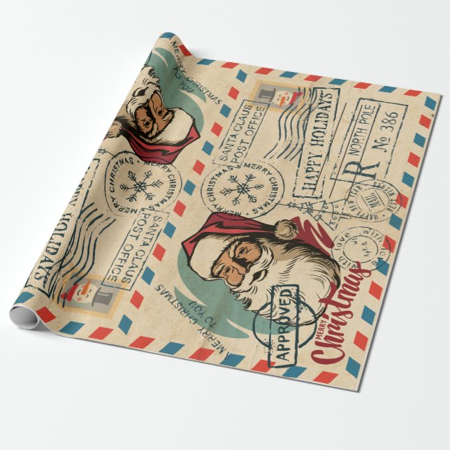 Vintage Santa Claus Wrapping Paper (Unrolled)