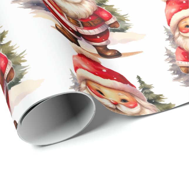 Vintage Santa Claus Wrapping Paper - White (Roll Corner)