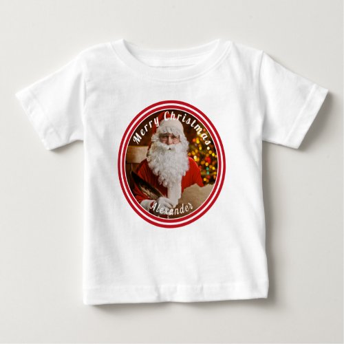 Vintage Santa Claus Writing Christmas Tree Baby T_Shirt