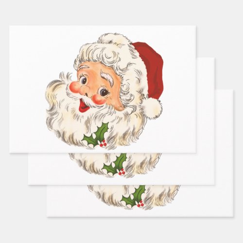 Vintage Santa Clause Christmas Decoupage St Nick Wrapping Paper Sheets