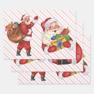 Vintage Santa Clause Christmas Decoupage Tissue Pa Wrapping Paper Sheets