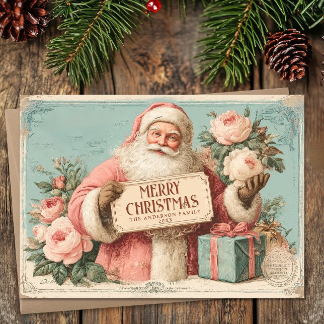 Vintage Santa Clause Christmas  Holiday Card (Vintage Santa Clause Christmas Holiday Card)