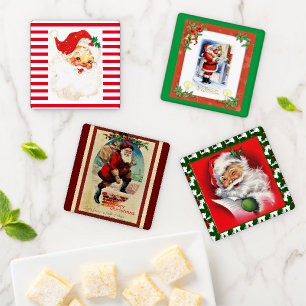 Vintage Santa Clause Christmas Holiday Party Coaster Set