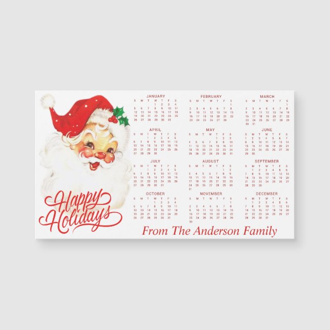 Vintage Santa Clause Personalized 2025 Calendar (Front)