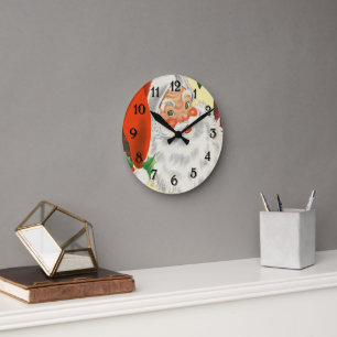 Vintage Santa Clause Traditional Christmas Round Clock