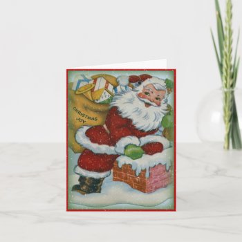 Vintage Santa Climbing Down Chimney - Vintage Card by ForEverProud at Zazzle