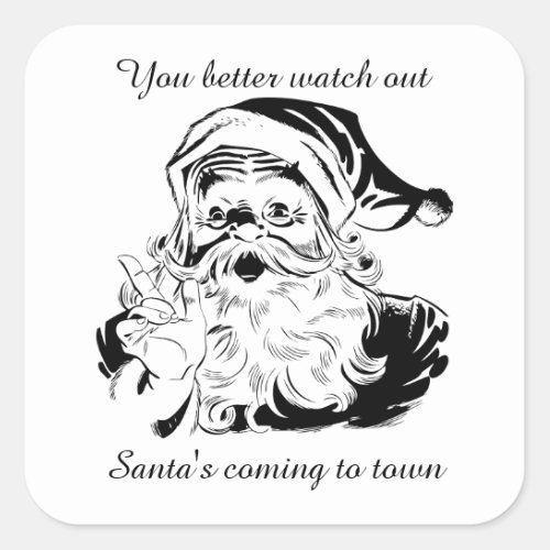 Vintage Santa Coming to Town Square Sticker