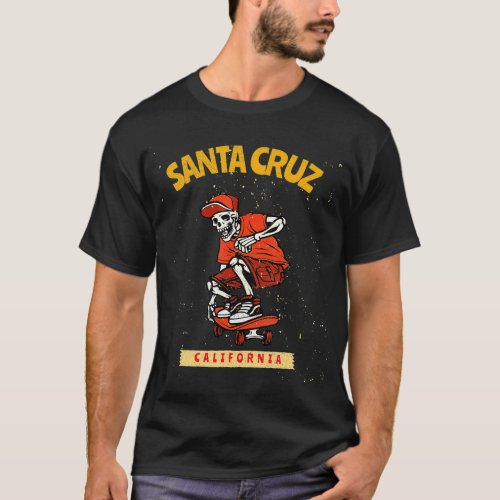 Vintage Santa Cruz California Skeleton Skateboarde T_Shirt
