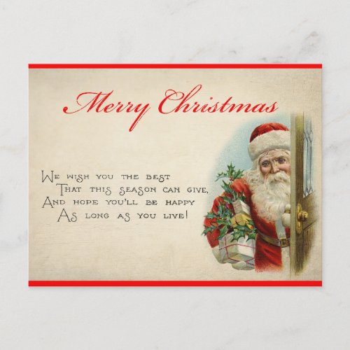 Vintage Santa Cute Christmas Poem Postcard
