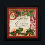Vintage Santa Damask Holly Candle Chrismas Box<br><div class="desc">COLOR PALETTE: Classic Christmas red, green and gold set the tone for this collection. DESIGN COLLECTION: Vintage Santa Damask. Buy this as a gift for your own family or as a Christmas gift for friends, family or co-workers! It's so easy to customize the family name in the template field. The...</div>