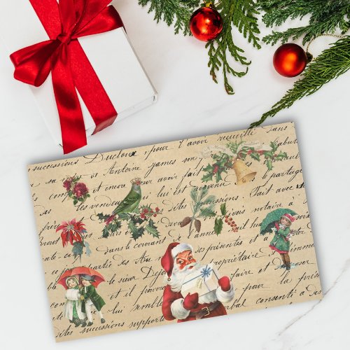 Vintage Santa Decoupage Victorian  Tissue Paper