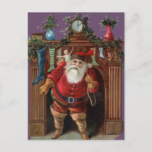 Vintage Santa Delivering Toys Holiday Postcard