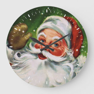 Vintage Santa Face 1 Large Clock