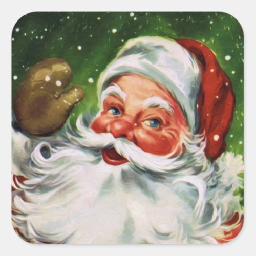 Vintage Santa Face 1 Square Sticker