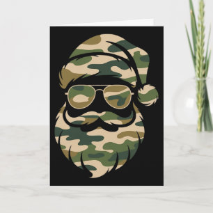 Vintage Santa Face Camouflage Christmas Xmas Camo Card