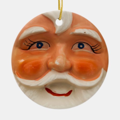 Vintage santa face ceramic ornament