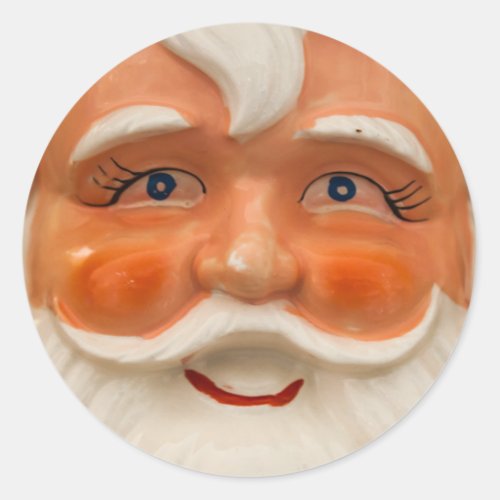 Vintage santa face classic round sticker
