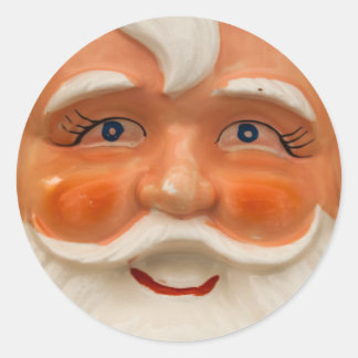 Vintage santa face classic round sticker
