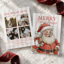 Vintage Santa Family Photo Christmas