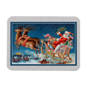 vintage santa flying sleigh flex magnet