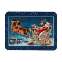 vintage santa flying sleigh flex magnet