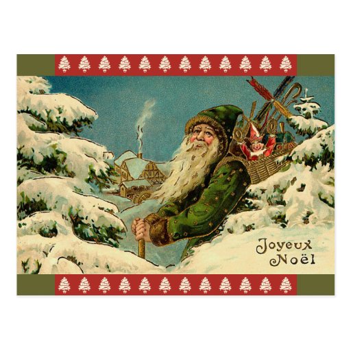 Vintage Santa French Postcard | Zazzle