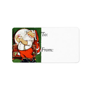 Vintage Santa Freshening Up Gift Tag