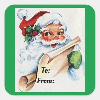 Vintage Santa Gift Stickers by WingSong at Zazzle
