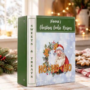 Vintage Santa & Gingerbread Ho-Ho-Ho Personalized 3 Ring Binder