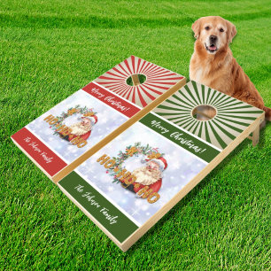 Vintage Santa & Gingerbread Ho-Ho-Ho Personalized Cornhole Set