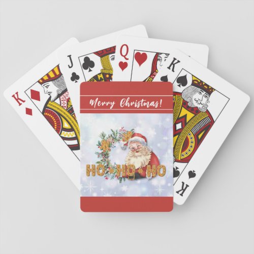 Vintage Santa  Gingerbread Ho_Ho_Ho Red Poker Cards