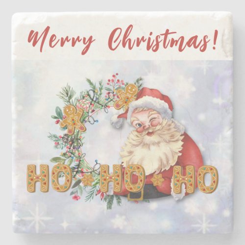 Vintage Santa  Gingerbread Ho_Ho_Ho Stone Coaster