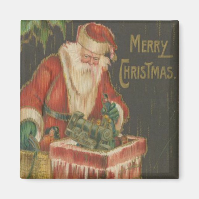 Vintage Santa going down Chimney 2 Magnet (Front)