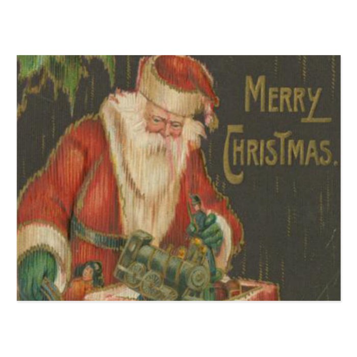 Vintage Santa going down Chimney 2 Post Cards