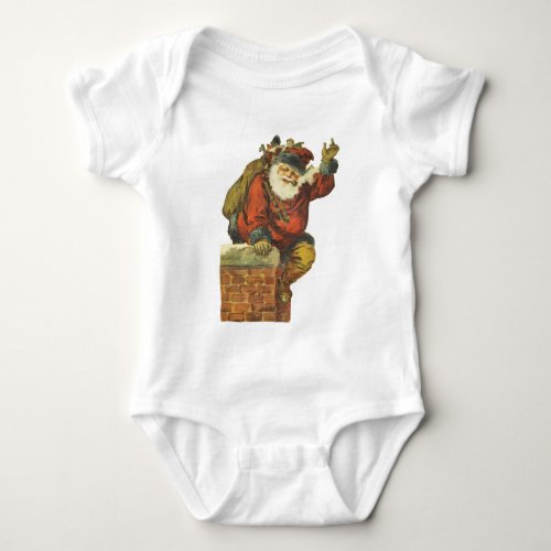 Vintage Santa Going Down Chimney Baby Bodysuit