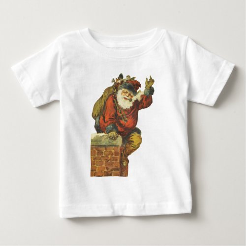 Vintage Santa Going Down Chimney Baby T_Shirt